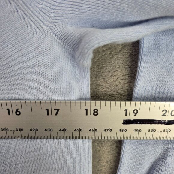 Womens Talbots Blue Ribbed Sweater 3/4 Bell Sleeves Cotton & Rayon Blend Size L - Picture 5 of 7